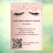 Beauty salon roos Gold glitter zweeft QR-code Raamsticker (Vel 3)