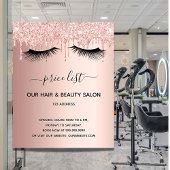Beauty salon roos goudglitter prijslijst zweepslag flyer