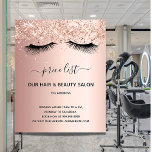 Beauty salon roos goudglitter prijslijst zweepslag flyer<br><div class="desc">Een gouden achtergrond van het roos,  met glitter,  sparkles en een zwarte zweep. Vooraan: De tekst: Prijslijst. Personaliseer en voeg jouw naam en adres toe. Terug: jouw tekst,  prijzen. Om de spoeltjes te houden schrap slechts de steekproeftekst,  verlaat de ruimten of emoji's voor en na de tekst.</div>