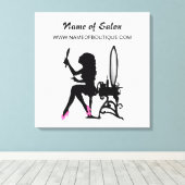Beauty Salon Roze en Zwart Meisje Teken Canvas Afdruk (Insitu (Houten vloer))