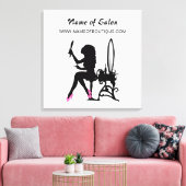 Beauty Salon Roze en Zwart Meisje Teken Canvas Afdruk (Insitu (Woonkamer))