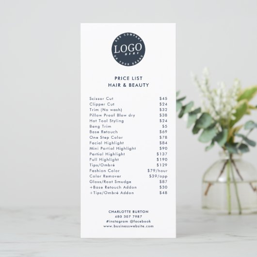 Beauty Salon Services prijslijst (Staand voorkant)