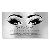 Beauty Salon Silver Grey Adress Makeup Lashes Magnetisch Visitekaartje (Voorkant)