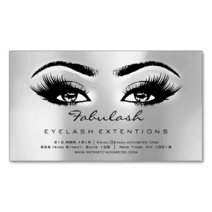 Beauty Salon Silver Grey Adress Makeup Lashes Magnetisch Visitekaartje
