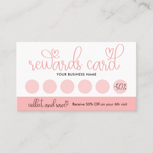 Beauty Salon Trendy Heart Script Font Loyalty Card (Voorkant)