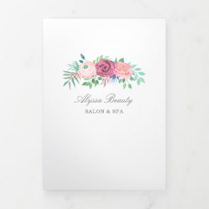 Beauty Salon Trifold Brochure Elegant Floral Drieluik Kaart