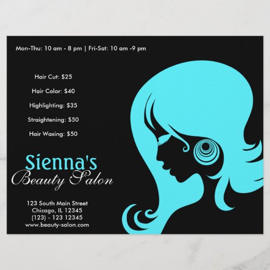 Beauty Salon (Turquoise) Flyer (Voorkant)