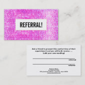 Beauty Salon Verwijzing Kaart Hot Pink Sequin (Voorkant / Achterkant)