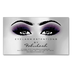 Beauty Salon Violet Silver Adress Makeup Lashes Magnetisch Visitekaartje