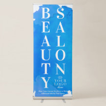 Beauty Salon Waterverf Blue Vertical Sign