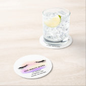 Beauty salon white eye zweeft pastelmake-up ronde kartonnen onderzetter (Insitu)