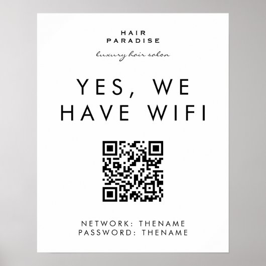 Beauty Salon Wifi Network QR-code Poster (Voorkant)