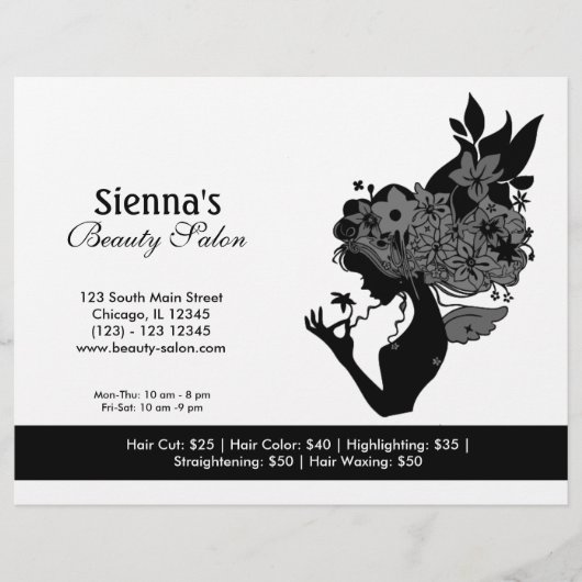 Beauty Salon (zwart) Flyer (Voorkant)