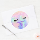 Beauty salon zweeft holografisch roze glitter ronde sticker (Envelop)