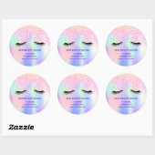 Beauty salon zweeft holografisch roze glitter ronde sticker (Vel)