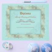 Beauty School Diploma Blue Gold Lace Lijst Flyer (Enkel)