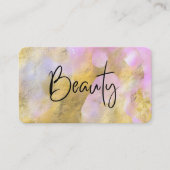 *~* BEAUTY Script Gold Foil Pink Visitekaartje (Voorkant)