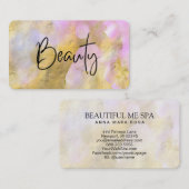*~* BEAUTY Script Gold Foil Pink Visitekaartje (Voorkant / Achterkant)
