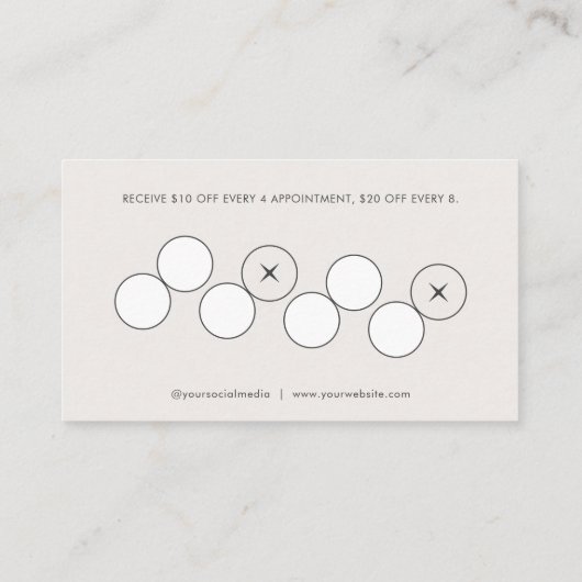 Beauty Service Loyalty Visitekaartje (Achterkant)