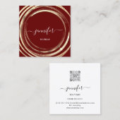 Beauty Shop Couch Gold Burgundy QR Code Logo Vierkante Visitekaartje (Voorkant / Achterkant)