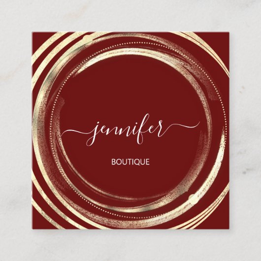 Beauty Shop Couch Gold Burgundy QR Code Logo Vierkante Visitekaartje (Voorkant)
