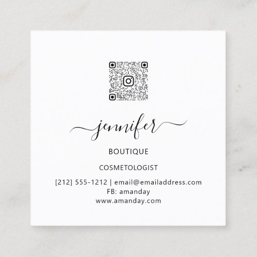 Beauty Shop Couch Gold White QR Code Logo Vierkante Visitekaartje (Achterkant)