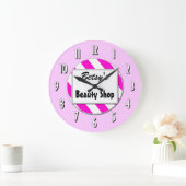 Beauty Shop Pink White Custom Retro Clock Grote Klok (Huis)