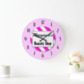 Beauty Shop Pink White Editable Clock with Numbers Grote Klok (Huis)