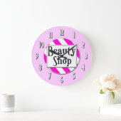 Beauty Shop Pink White Retro Wall klok (Huis)