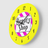 Beauty Shop Roze Wit Geel Retro Wandklok (Hoek)