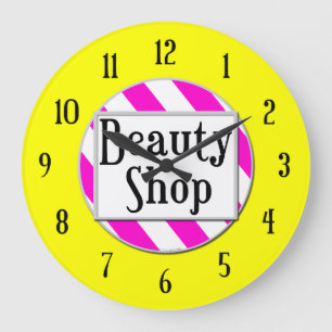 Beauty Shop Roze Wit Geel Retro Wandklok