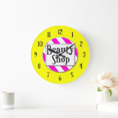 Beauty Shop Roze Wit Geel Retro Wandklok (Huis)