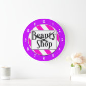 Beauty Shop Roze Wit Paarse Retro Wall Clock Grote Klok (Huis)