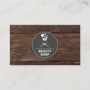 Beauty Shop Wood Monogram Visitekaartje
