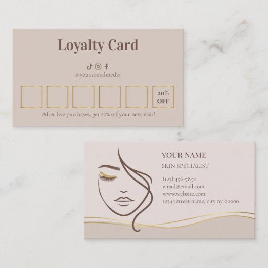 Beauty Skin Care Loyalty Card (Voorkant / Achterkant)