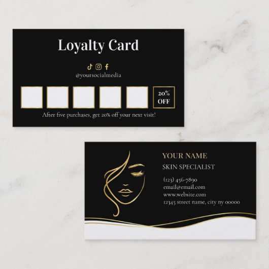 Beauty Skin Care Loyalty Card (Voorkant / Achterkant)