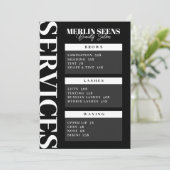 Beauty Skincare Salon Treatment Menu Design Black (Staand voorkant)