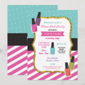 Beauty Spa Birthday Party Pamper Mani Pedi Invite Kaart (Voorkant / Achterkant)