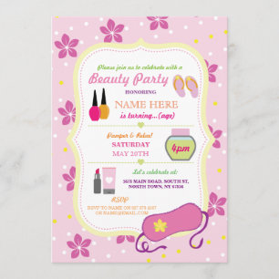 Beauty Spa Birthday Party Relax Pamper Face Invite Kaart