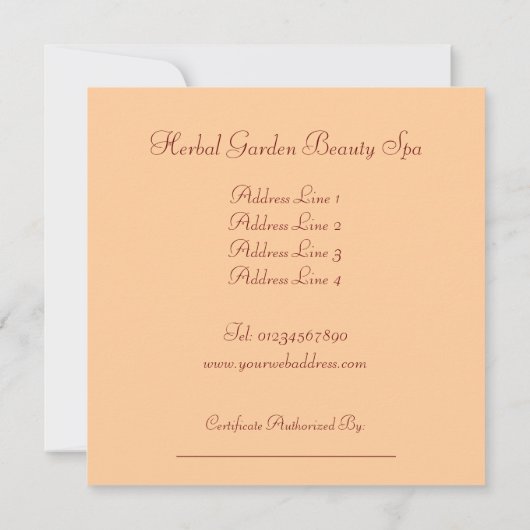 Beauty Spa Cadeaubonnen (Achterkant)