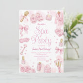 Beauty Spa Day Pink Party Invitation Kaart (Staand voorkant)