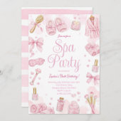 Beauty Spa Day Pink Party Invitation Kaart (Voorkant / Achterkant)