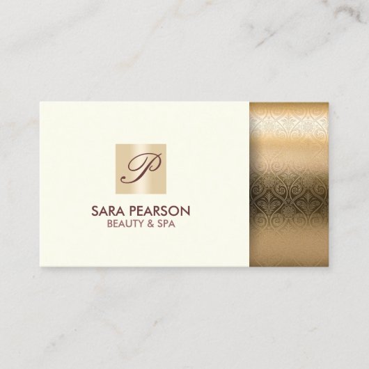 Beauty Spa Elegant Gold Monogram Visitekaartje (Voorkant)