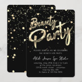 Beauty SPA Feestje Directe Download  Zwart Goud Kaart (Voorkant / Achterkant)
