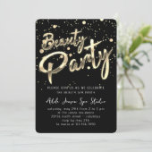 Beauty SPA Feestje Directe Download  Zwart Goud Kaart (Staand voorkant)
