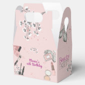 Beauty spa girly stoffig roos verjaardagsfeestje bedankdoosjes (Geopend)