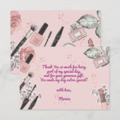 Beauty spa girly stoffig roos verjaardagsfeestje bedankkaart (Voorkant / Achterkant)
