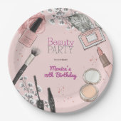 Beauty spa girly stoffig roos verjaardagsfeestje papieren bordje (Voorkant)