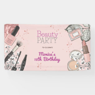 Beauty spa girly stoffig roos verjaardagsfeestje spandoek