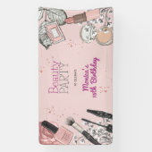 Beauty spa girly stoffig roos verjaardagsfeestje spandoek (Verticaal)